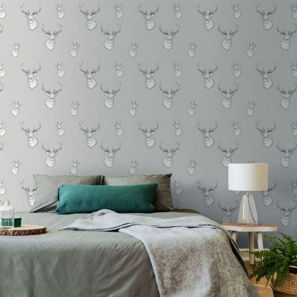 Muriva Catherine Lansfield Stag Head Wallpaper