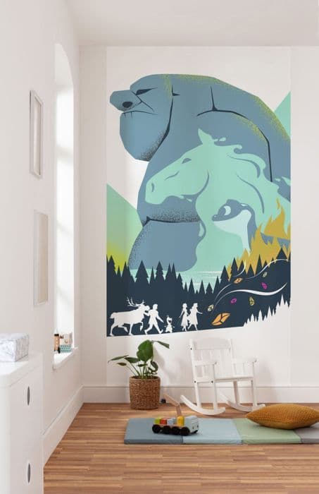 frusen blå och grön panoramatapet - 150 x 280 cm - 612069