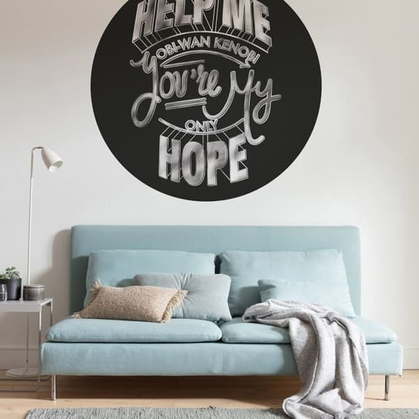 panorama rund självhäftande tapet Star Wars svart och vitt - Ø 128 cm - 612022