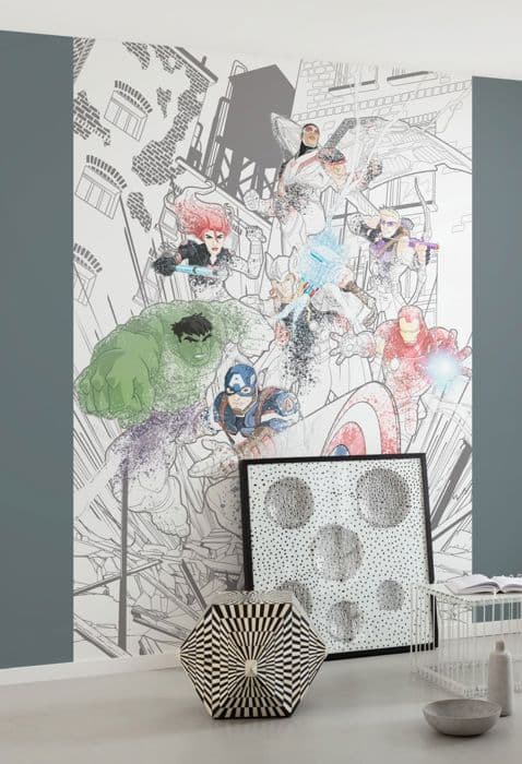 panorama tapet the Avengers flerfärgad på vitt - 200 x 280 cm - 612087
