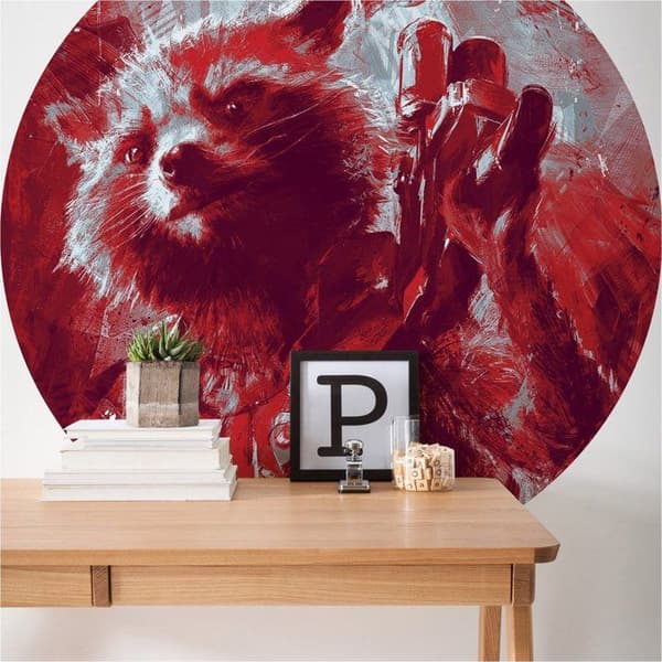 självhäftande rund panoramatapet the Avengers röd och grå - Ø 128 cm - 611778