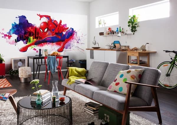 Panoramatapeter - Sanders &amp; Sanders - Spider-Man - Röd och lila - 300 x 150 cm - Non-woven