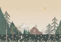 Miniatyrbild 1 av 3: panoramatapet liten grön och beige gård - 400 x 280 cm - 612144