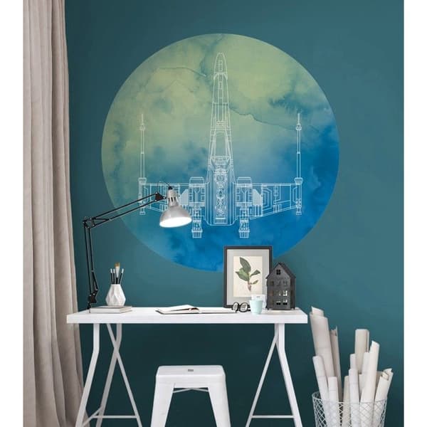 rund panoramatapet Star Wars blå och grön - Ø 128 cm - 612027