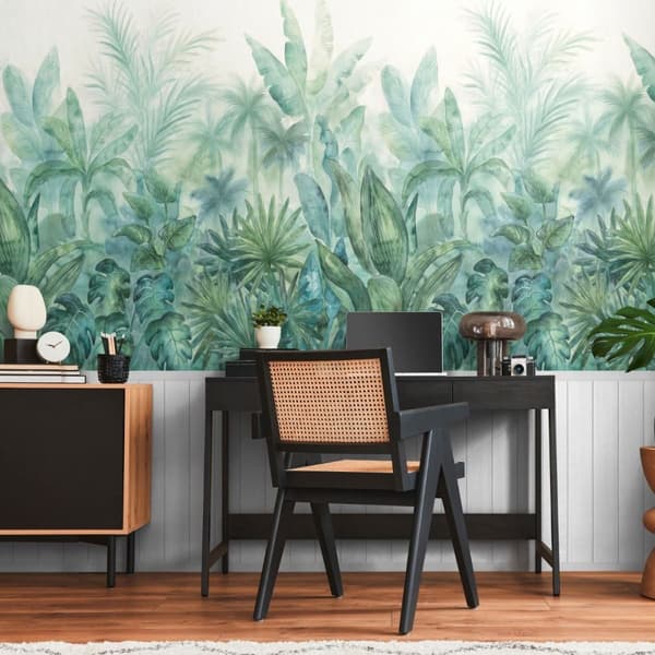 AS Creation Tropical Plants And Wood Slats 2 in 1 Vinyl Textured Wallpaper Green/White One Size