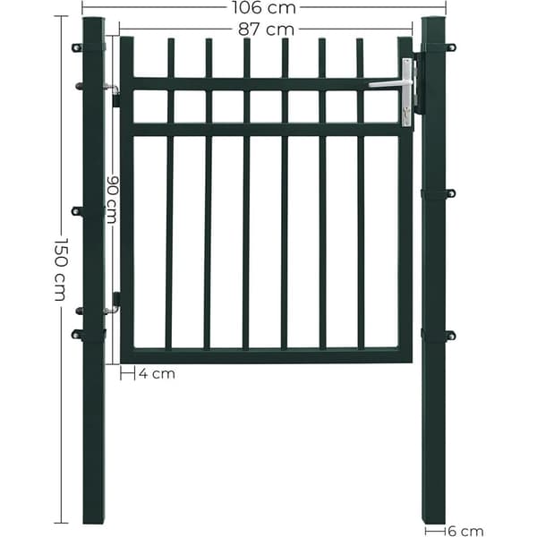 Rootz Haveport med hængslet dør - Dekorativ jernport - Udendørs entré - Pulverlakeret galvaniseret jern - Vejrbestandig - 106 cm x 150 cm x 21,1 kg