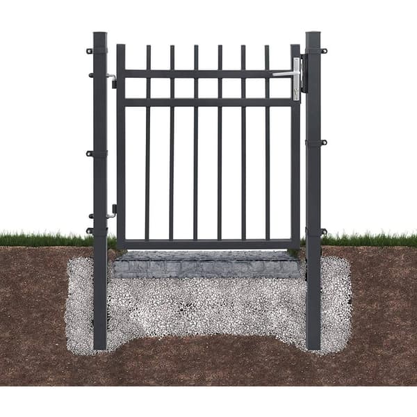 Rootz Haveport med hængslet dør - Dekorativ jernport - Udendørs entré - Pulverlakeret galvaniseret jern - Vejrbestandig - 106 cm x 150 cm x 21,1 kg