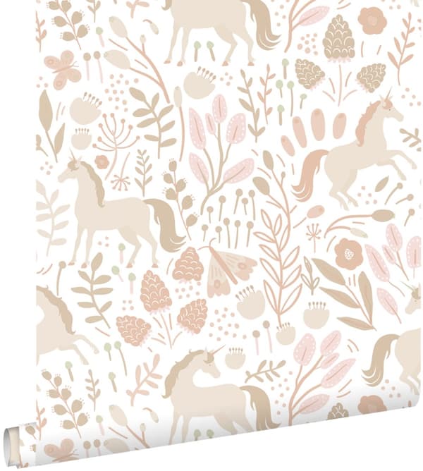 ESTAhome tapet enhjørninger beige 0.53 x 10.05 m