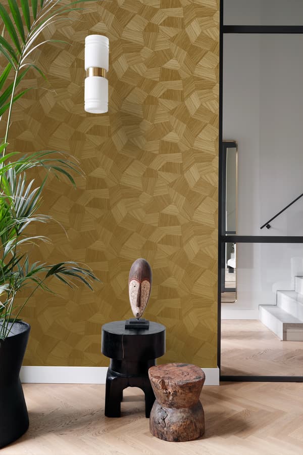 Origin Wallcoverings tapet tredimensionell grafik varmt guld 0.53 x 10.05 m