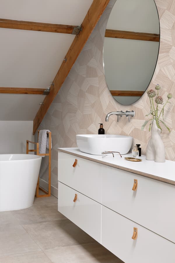 Origin Wallcoverings tapet tredimensionell grafik milt rosa 0.53 x 10.05 m