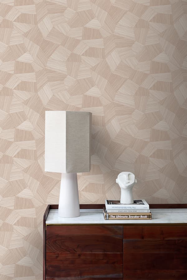 Origin Wallcoverings tapet tredimensionell grafik milt rosa 0.53 x 10.05 m
