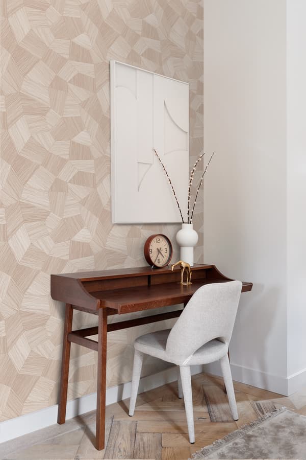 Origin Wallcoverings tapet tredimensionell grafik milt rosa 0.53 x 10.05 m