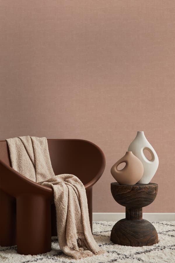 Origin Wallcoverings tapet enfärgad linnestruktur terrakottaröd 0.53 x 10.05 m
