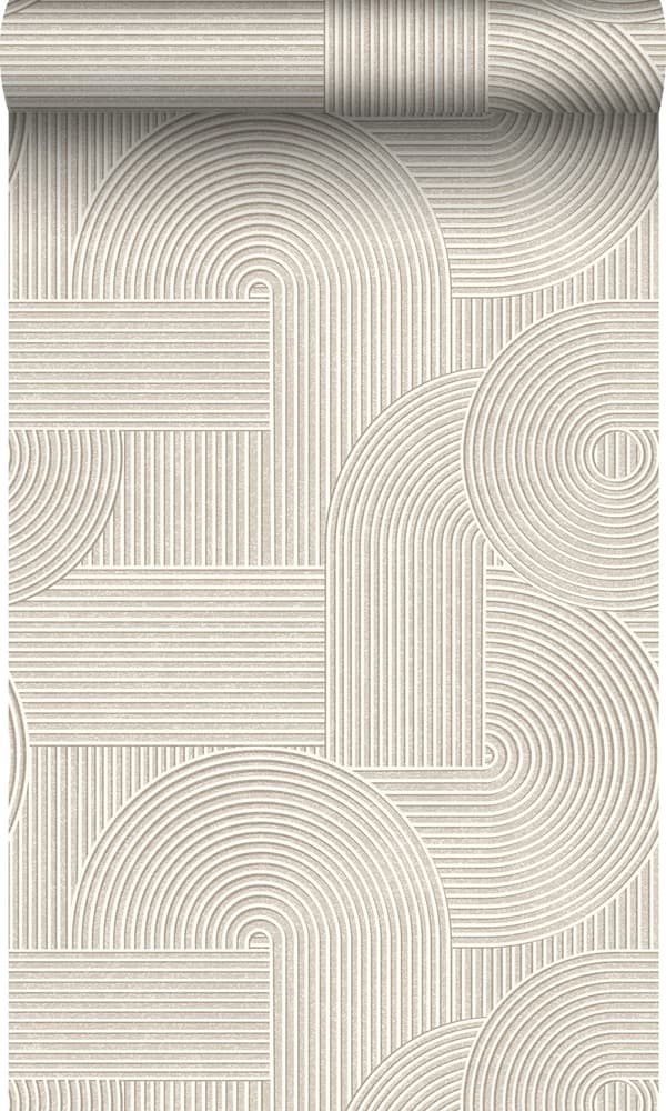 Origin Wallcoverings tapet tredimensionell grafik varmt grått 0.53 x 10.05 m