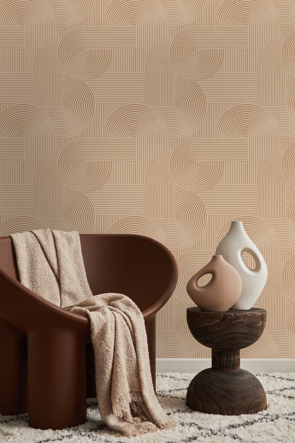 Origin Wallcoverings tapet 3D grafik lys terracotta rød 0.53 x 10.05 m