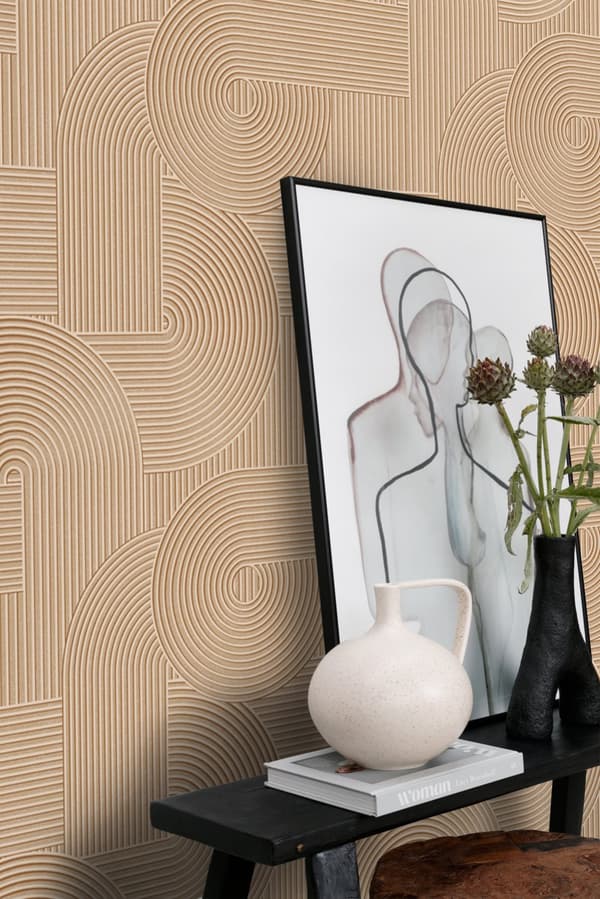 Origin Wallcoverings tapet 3D grafik lys terracotta rød 0.53 x 10.05 m