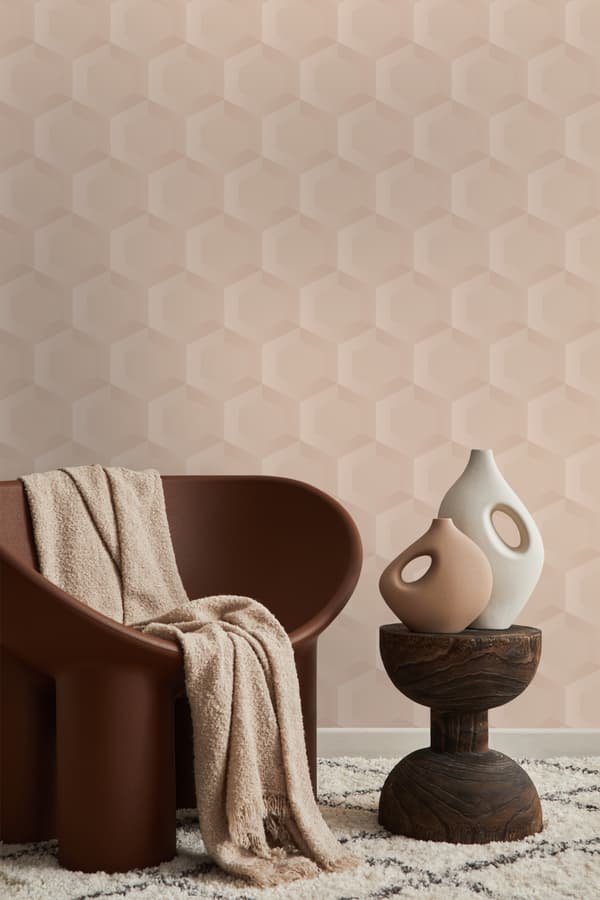 Origin Wallcoverings tapet 3d vaxkakemotiv ljusrosa 0.53 x 10.05 m