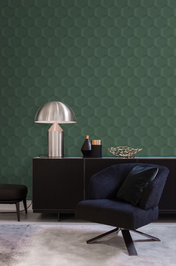 Origin Wallcoverings tapet 3d bikagemotiv mørkegrønt 0.53 x 10.05 m