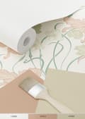 Miniatyrbild 6 av 8: ESTAhome tapet blommor art nouveau stil gräddvitt, milt rosa och grågrönt 0.53 x 10.05 m