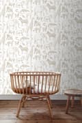 Miniatyrbild 4 av 6: ESTAhome tapet djungeldjur vitt och beige 0.53 x 10.05 m