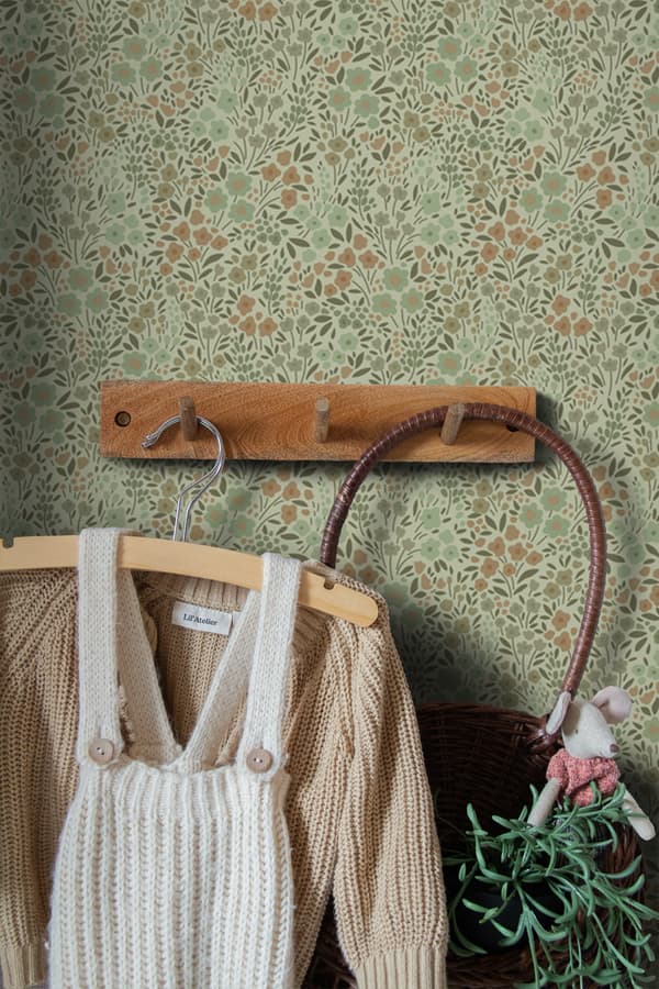 ESTAhome tapet blomster gråligtgrønt 0.53 x 10.05 m