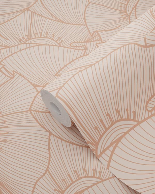 ESTAhome tapet valmuer terracotta pink 0.53 x 10.05 m