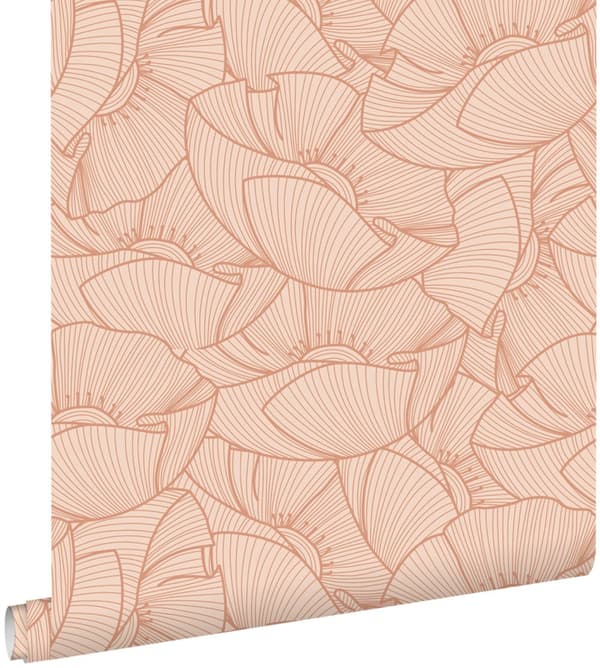 ESTAhome tapet valmuer terracotta pink 0.53 x 10.05 m