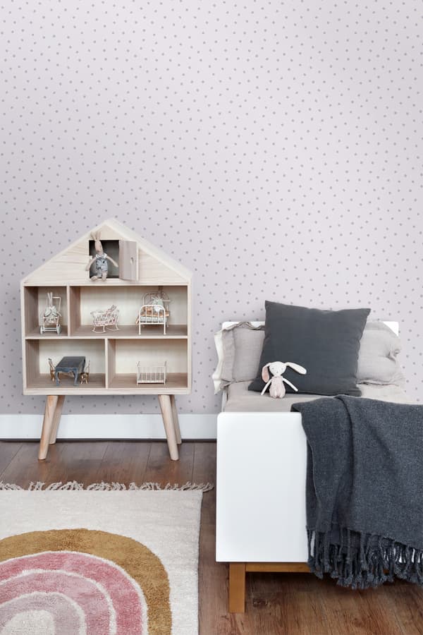 ESTAhome tapet uregelmæssige snefnug polka prikker lilla 0.53 x 10.05 m