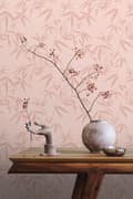 Miniatyrbild 3 av 8: ESTAhome tapet bambublad terrakotta rosa 0.53 x 10.05 m