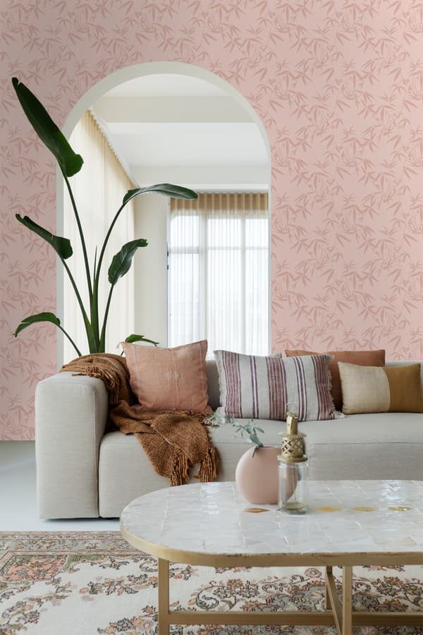 ESTAhome tapet bambublad terrakotta rosa 0.53 x 10.05 m