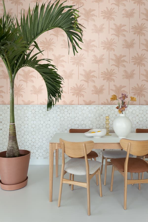ESTAhome tapet palmetræer terracotta pink 0.53 x 10.05 m