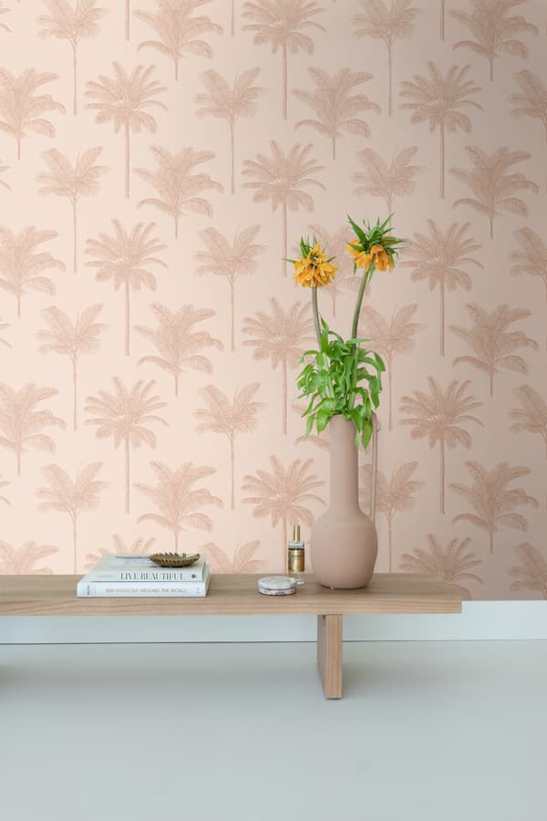 ESTAhome tapet palmetræer terracotta pink 0.53 x 10.05 m