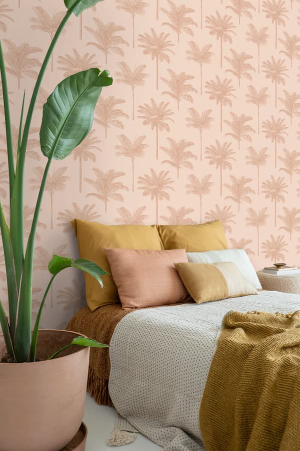 ESTAhome tapet palmetræer terracotta pink 0.53 x 10.05 m