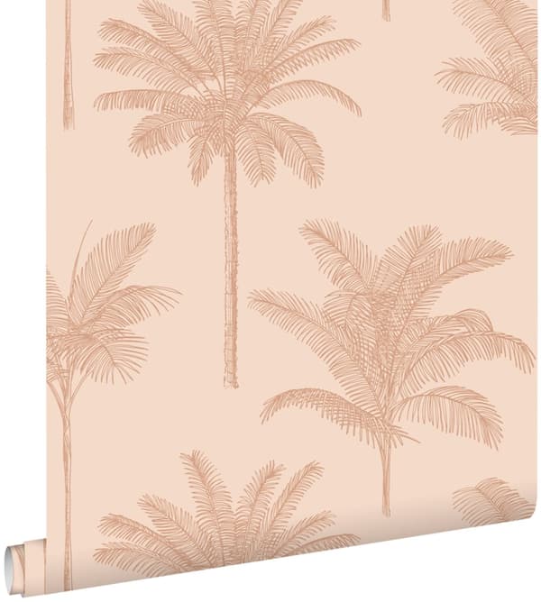 ESTAhome tapet palmetræer terracotta pink 0.53 x 10.05 m