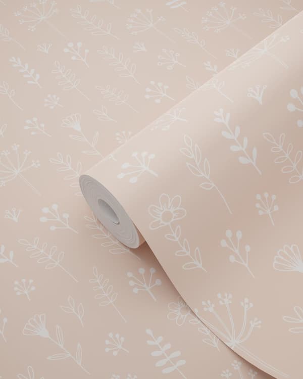 ESTAhome tapet blommönster milt rosa 0.53 x 10.05 m