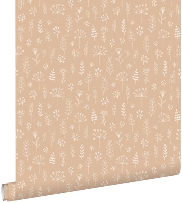 ESTAhome tapet blomstermønster lys terracotta rød 0.53 x 10.05 m