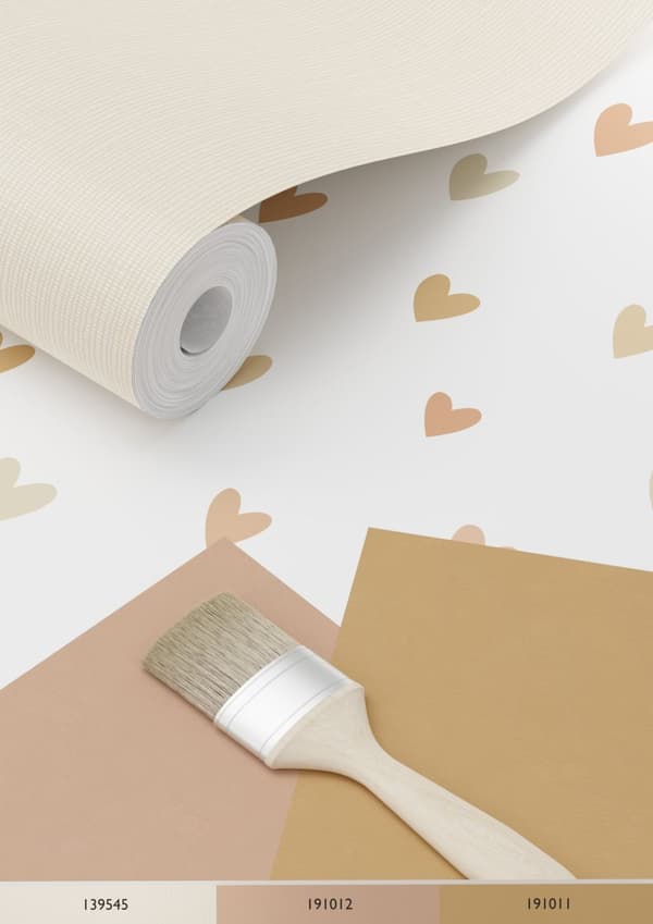 ESTAhome tapet små hjärtan terrakottaröd och beige 0.53 x 10.05 m