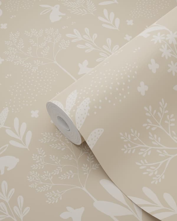 ESTAhome tapet skov med skovdyr beige 0.53 x 10.05 m