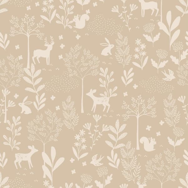 ESTAhome tapet skov med skovdyr beige 0.53 x 10.05 m