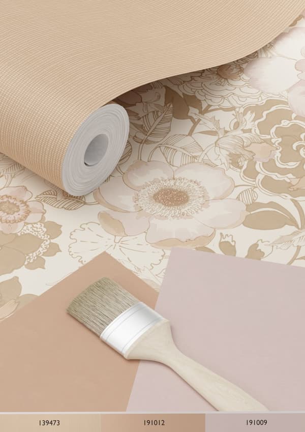 ESTAhome tapet vintage blomster beige og antikrosa 0.53 x 10.05 m