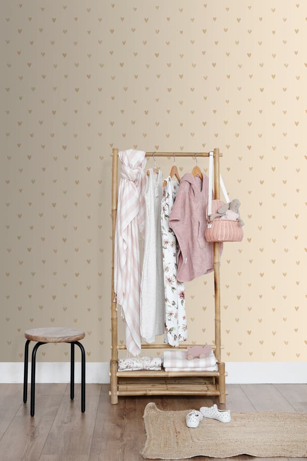 ESTAhome tapet små hjärtan beige 0.53 x 10.05 m