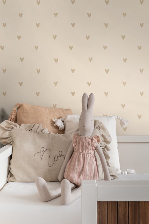 ESTAhome tapet små hjärtan beige 0.53 x 10.05 m