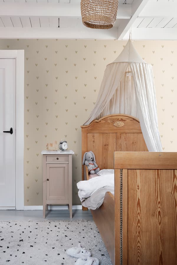 ESTAhome tapet små hjärtan beige 0.53 x 10.05 m