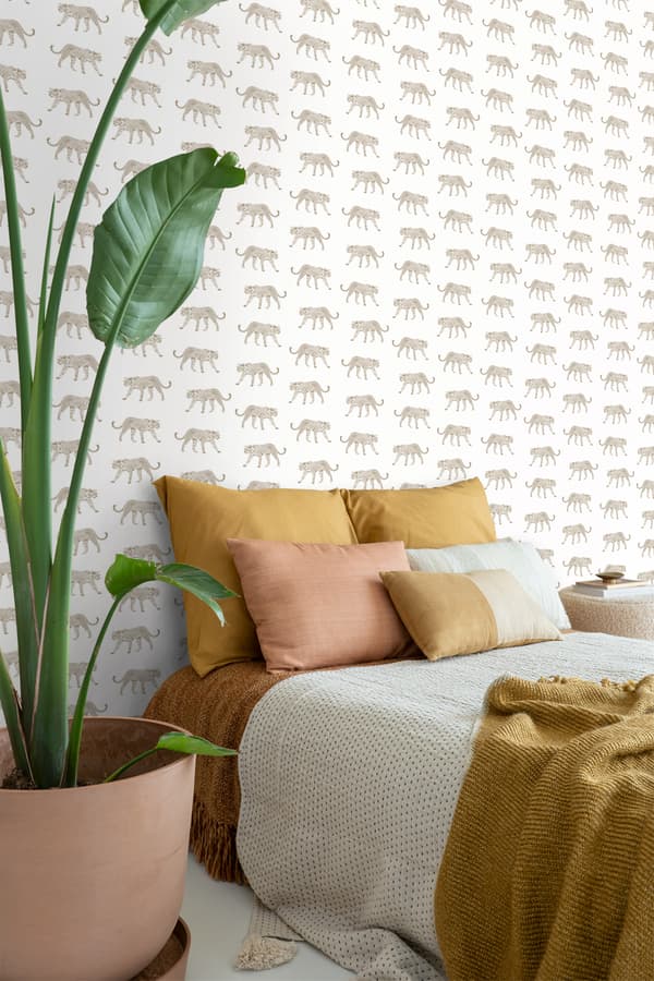 ESTAhome tapet pantere hvidt og beige 0.53 x 10.05 m