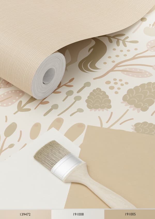 ESTAhome tapet enhjørninger beige og terracotta pink 0.53 x 10.05 m