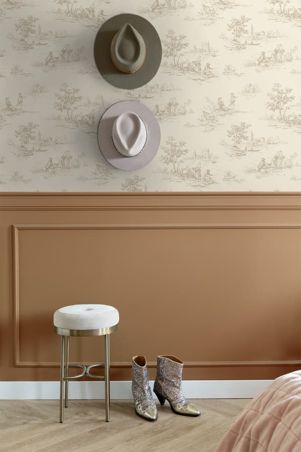 ESTAhome tapet toile de Jouy ljusbeige 50 x 900 cm