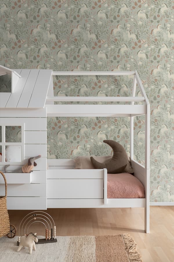 ESTAhome tapet unicorns ljust grågrönt 0.53 x 10.05 m