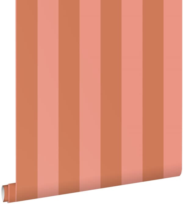 ESTAhome tapet striber terracotta rød og ferskenfarvet 0.53 x 10.05 m