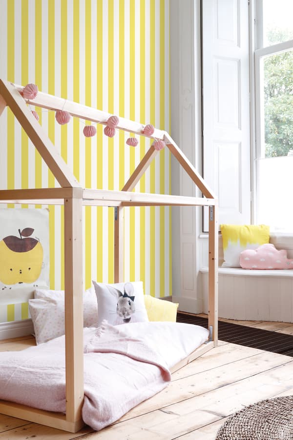 ESTAhome tapet striber gul og hvidt 0.53 x 10.05 m