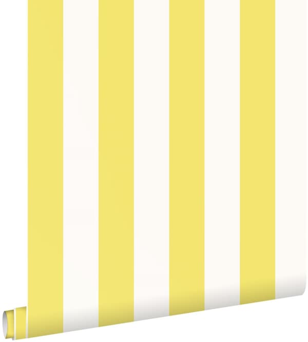 ESTAhome tapet striber gul og hvidt 0.53 x 10.05 m